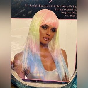 Pastel Ombre Wig with Tinsel